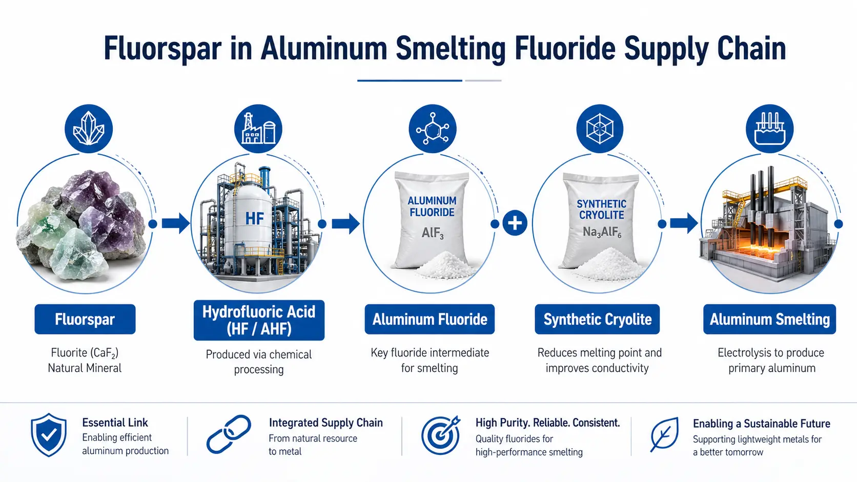 Fluorspar supply chain for aluminum fluoride and synthetic cryolite production