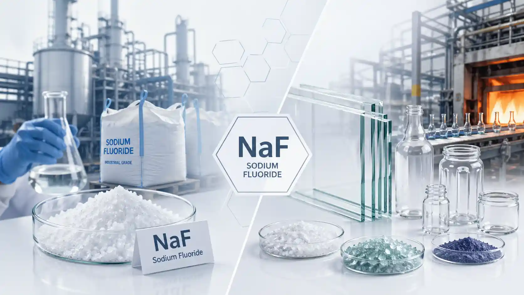 Sodium fluoride selection for industrial chemical and glass-related applications