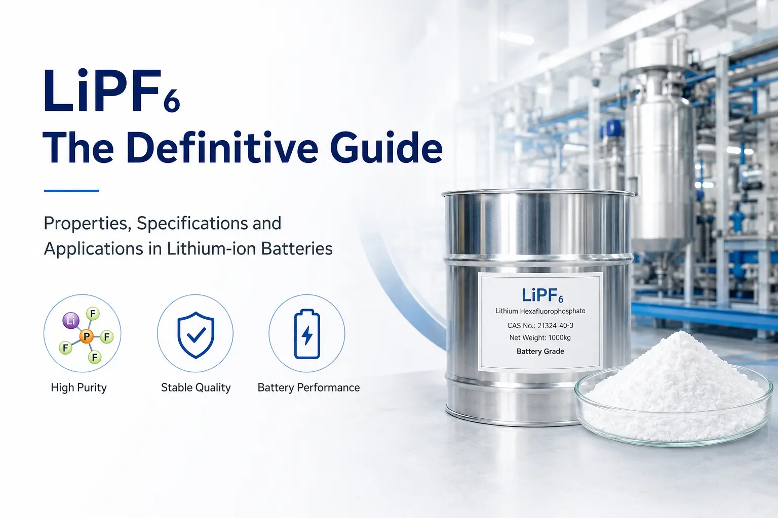 lithium hexafluorophosphate LiPF6 electrolyte salt for lithium-ion battery applications